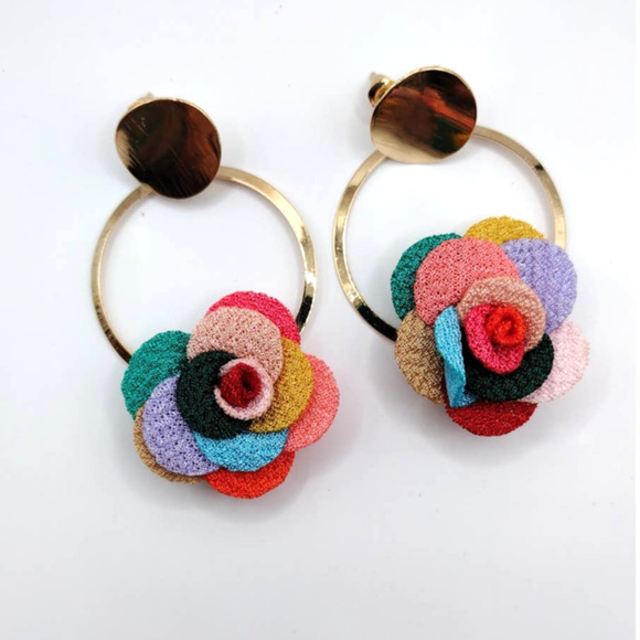 Colorful Fun Flower Drop Earrings - Picture 1 of 4